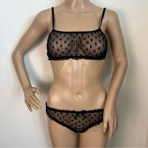 Sheer Black Polka Dot Lingerie Set